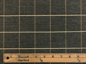 Designer Grey Cream Beige Windowpane Plaid Upholstery Fabric