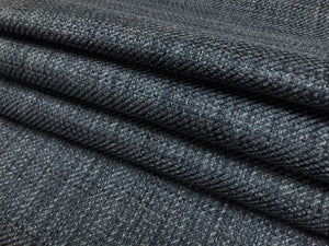 Designer Navy Blue Grey Woven MCM Mid Century Modern Tweed Upholstery Fabric
