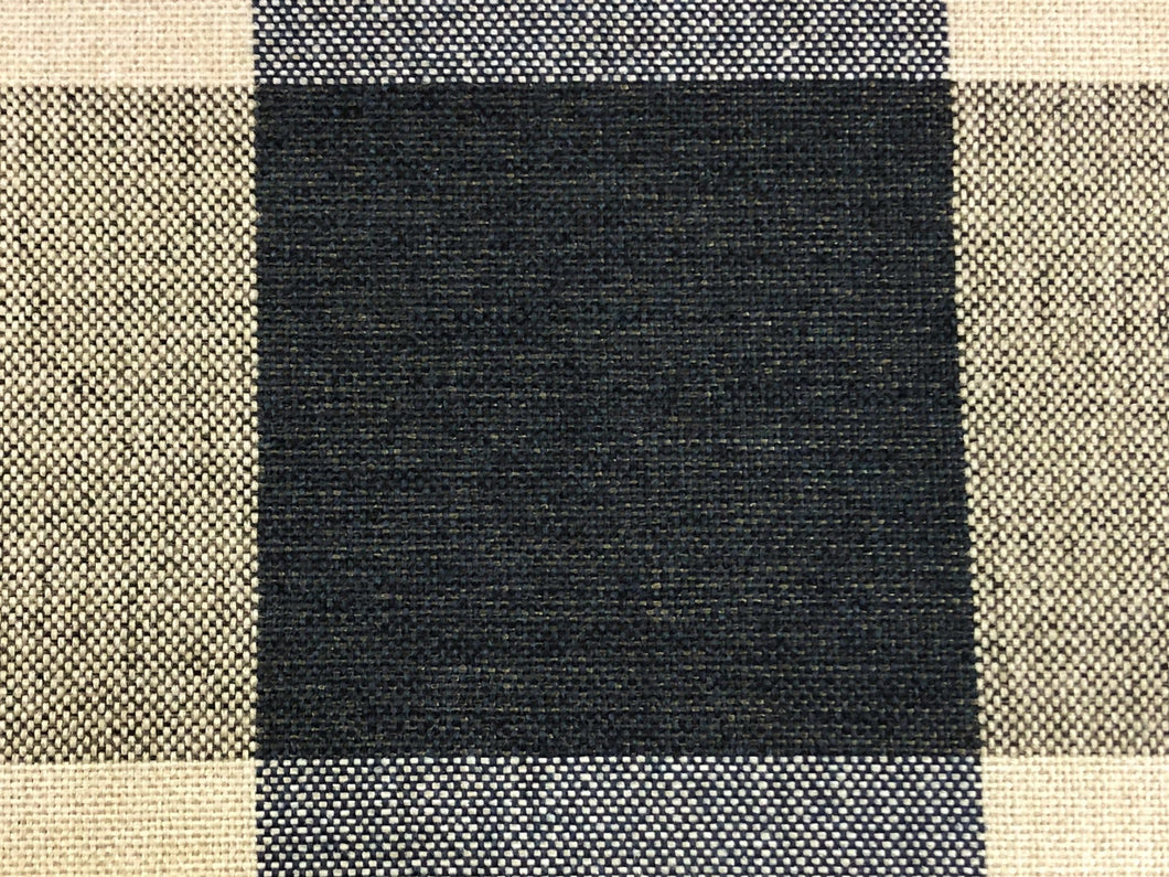 Heavy Duty Black Beige Navy Blue Buffalo Check Upholstery Fabric