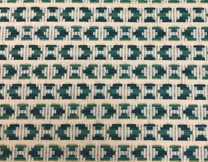 1 1/4 Yd Pindler & Pindler Mariposa Peacock Indoor Outdoor Geometric Teal Green Beige Upholstery Drapery Fabric