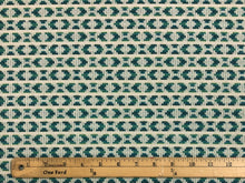 Load image into Gallery viewer, 1 1/4 Yd Pindler &amp; Pindler Mariposa Peacock Indoor Outdoor Geometric Teal Green Beige Upholstery Drapery Fabric