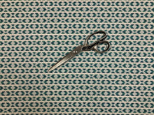 Load image into Gallery viewer, 1 1/4 Yd Pindler &amp; Pindler Mariposa Peacock Indoor Outdoor Geometric Teal Green Beige Upholstery Drapery Fabric