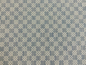 Schumacher Albert Fret Blue White Small Scale Woven Geometric Upholstery Fabric