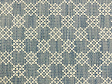 Load image into Gallery viewer, Schumacher Albert Fret Blue White Small Scale Woven Geometric Upholstery Fabric