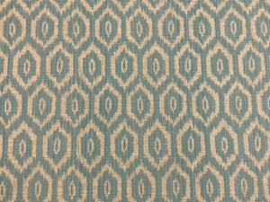 Duralee BlueJay Aqua Blue Beige Ikat Geometric Upholstery Fabric