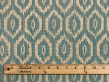 Load image into Gallery viewer, Duralee BlueJay Aqua Blue Beige Ikat Geometric Upholstery Fabric