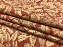Load image into Gallery viewer, Wesley Mancini Forest Green Terracotta Leaves Red Beige Cotton Upholstery Drapery Fabric