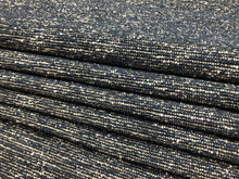 Load image into Gallery viewer, Designer Navy Blue Grey Off White MCM Mid Century Modern Tweed Boucle Upholstery Fabric