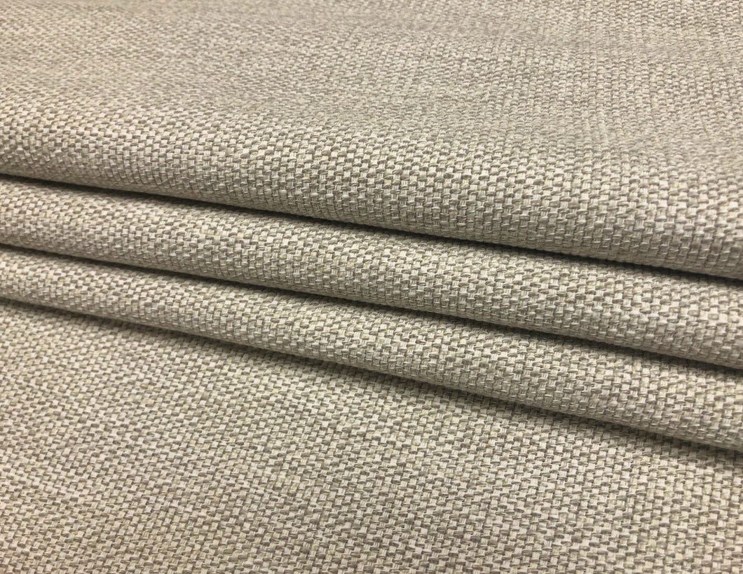 Designer Water & Stain Resistant Reversible Woven MCM Mid Century Modern Tweed Beige Upholstery Fabric
