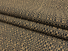 Load image into Gallery viewer, 1 1/2 Yd Designer Woven Polypropylene Navy Blue Beige MCM Mid Century Modern Tweed Upholstery Fabric