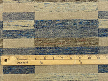 Load image into Gallery viewer, Designer Linen Wool Beige Denim Navy Blue Taupe Rustic Upholstery Fabric