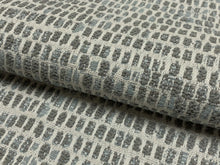Load image into Gallery viewer, Designer Water &amp; Stain Resistant Grey Aqua Blue Off White Abstract Upholstery Fabric