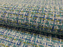 Load image into Gallery viewer, Designer Blue Turquoise Green White MCM Mid Century Modern Weave Upholstery Fabric
