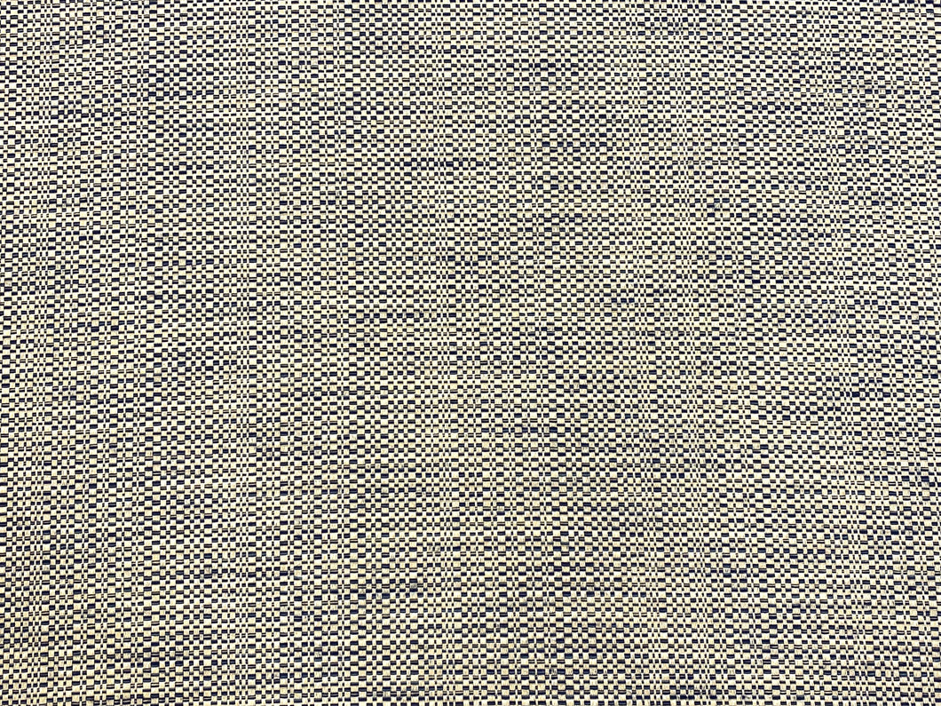 1 3/4 Yd Designer Water & Stain Resistant Navy Blue Beige Woven MCM Mid Century Modern Tweed Upholstery Fabric
