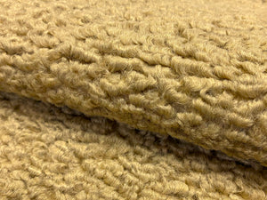 Designer Taupe Faux Shearling Boucle Upholstery Fabric