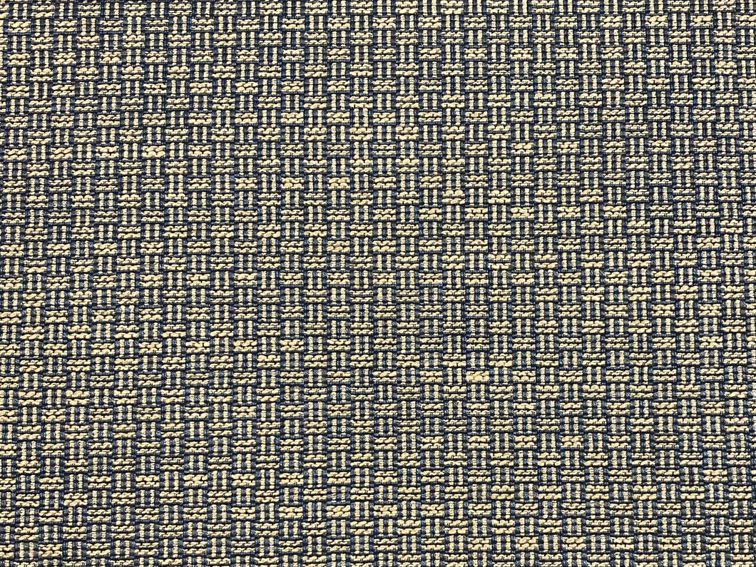 1 1/3 Yd Designer Polypropylene Navy Blue Taupe Woven MCM Mid Century Modern Geometric Upholstery Fabric