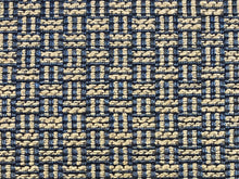 Load image into Gallery viewer, 1 1/3 Yd Designer Polypropylene Navy Blue Taupe Woven MCM Mid Century Modern Geometric Upholstery Fabric
