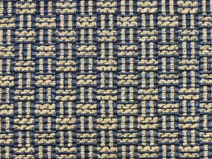1 1/3 Yd Designer Polypropylene Navy Blue Taupe Woven MCM Mid Century Modern Geometric Upholstery Fabric