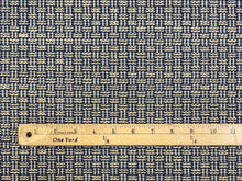 Load image into Gallery viewer, 1 1/3 Yd Designer Polypropylene Navy Blue Taupe Woven MCM Mid Century Modern Geometric Upholstery Fabric