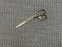 Load image into Gallery viewer, 1 1/3 Yd Designer Polypropylene Navy Blue Taupe Woven MCM Mid Century Modern Geometric Upholstery Fabric
