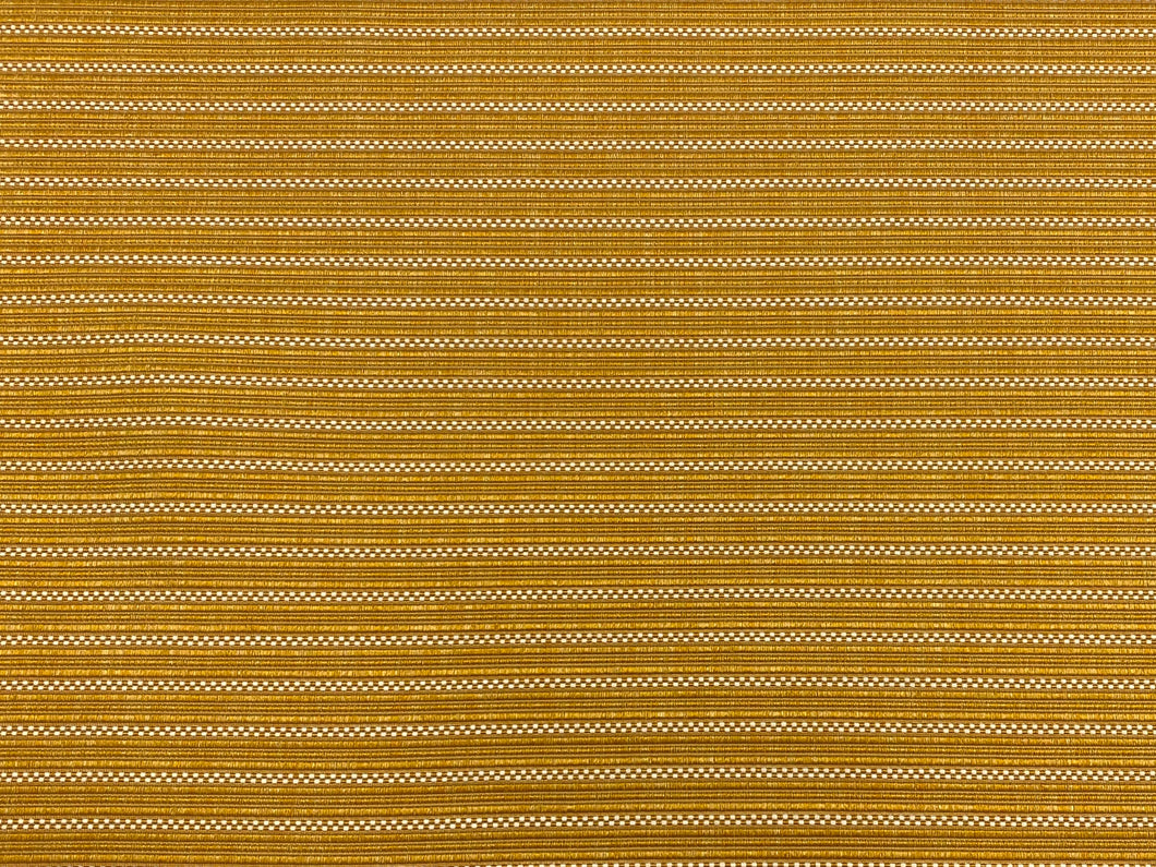 1 1/2 Yd Designer Mustard Gold White Woven Stripe Upholstery Fabric