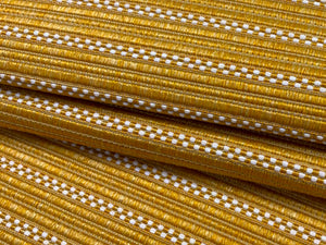 1 1/2 Yd Designer Mustard Gold White Woven Stripe Upholstery Fabric