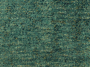 Designer Teal Blue Gold Metallic MCM Mid Century Modern Chenille Upholstery Fabric