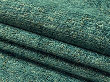 Load image into Gallery viewer, Designer Teal Blue Gold Metallic MCM Mid Century Modern Chenille Upholstery Fabric