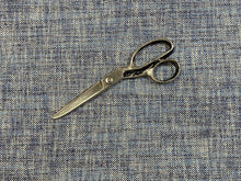 Load image into Gallery viewer, Designer Navy Blue Cream Linen Blend MCM Mid Century Modern Tweed Upholstery Fabric