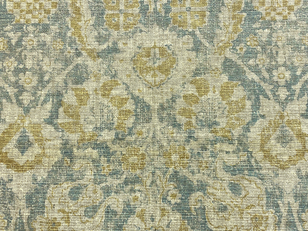 Heavy Duty Water & Stain Resistant Designer Linen Flax Beige Blue Mustard Gold Floral Upholstery Fabric