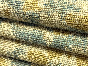 Heavy Duty Water & Stain Resistant Designer Linen Flax Beige Blue Mustard Gold Floral Upholstery Fabric