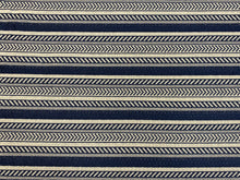 Load image into Gallery viewer, 1 1/2 Yd Designer Performance Navy Blue White Nautical Stripe Geometric Abstract Upholstery Fabric