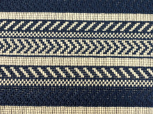 Load image into Gallery viewer, 1 1/2 Yd Designer Performance Navy Blue White Nautical Stripe Geometric Abstract Upholstery Fabric