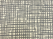 Load image into Gallery viewer, Designer Water &amp; Stain Resistant Blue Cream Abstract Geometric Woven MCM Mid Century Modern Upholstery Fabric