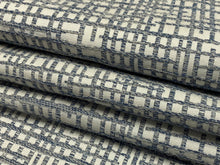 Load image into Gallery viewer, Designer Water &amp; Stain Resistant Blue Cream Abstract Geometric Woven MCM Mid Century Modern Upholstery Fabric