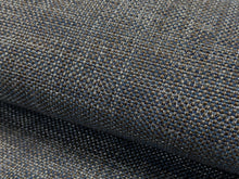 Load image into Gallery viewer, 1 1/2 Yd Designer Water &amp; Stain Resistant Navy Denim Blue Brown MCM Mid Century Modern Tweed Upholstery Fabric