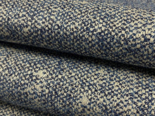 Load image into Gallery viewer, Designer Water &amp; Stain Resistant Navy Blue Grey Distressed Abstract MCM Mid Century Modern Tweed Upholstery Drapery Fabric