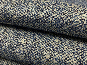 Designer Water & Stain Resistant Navy Blue Grey Distressed Abstract MCM Mid Century Modern Tweed Upholstery Drapery Fabric