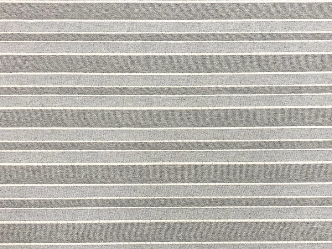 Designer Powder Blue Grey White Woven Stripe Upholstery Drapery Fabric