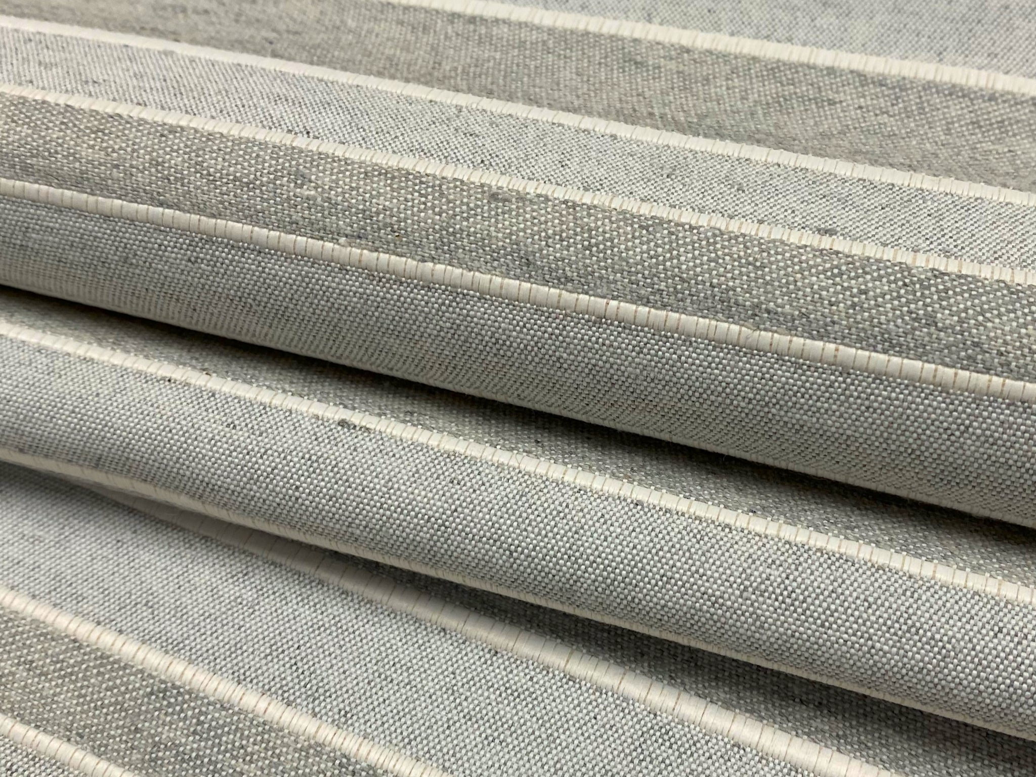 Designer Powder Blue Grey good White Woven Stripe Upholstery Drapery Fabric WHS973