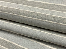 Load image into Gallery viewer, Designer Powder Blue Grey White Woven Stripe Upholstery Drapery Fabric
