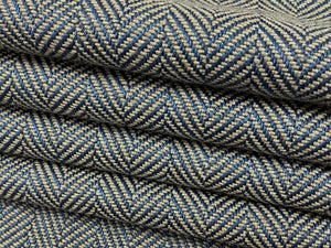 Designer MCM Mid Century Modern Herringbone Navy Blue Taupe Tweed Upholstery Fabric