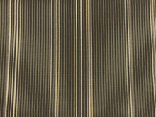 Load image into Gallery viewer, Designer Indoor Outdoor Water &amp; Stain Resistant Polypropylene Charcoal Black Grey White Stripe Upholstery Fabric
