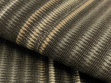 Load image into Gallery viewer, Designer Indoor Outdoor Water &amp; Stain Resistant Polypropylene Charcoal Black Grey White Stripe Upholstery Fabric