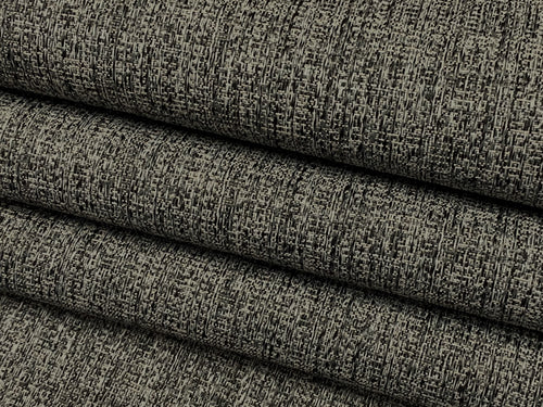 Designer Water & Stain Resistant Grey Charcoal Black MCM Mid Century Modern Tweed Upholstery Fabric