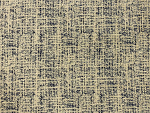 Load image into Gallery viewer, Designer Water &amp; Stain Resistant Navy Blue Cream Distressed MCM Mid Century Modern Abstract Chenille Upholstery Fabric