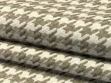 Load image into Gallery viewer, 3/4 Yd Designer Linen Viscose Acrylic Beige Taupe Off White Houndstooth Upholstery Fabric