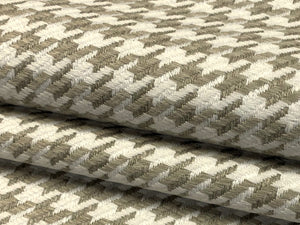 3/4 Yd Designer Linen Viscose Acrylic Beige Taupe Off White Houndstooth Upholstery Fabric