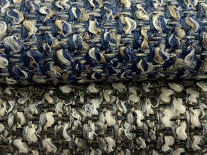Heavy Duty Navy Blue Beige Charcoal Grey White Nubby MCM Mid Century Modern Tweed Upholstery Fabric