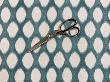 Load image into Gallery viewer, Teal White Geometric Ikat Cotton Drapery Fabric